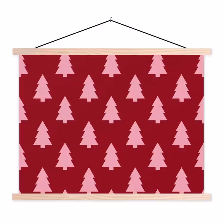 Stoffbild - Weihnachtsbaum – Burgunderrot – Rosa — 1