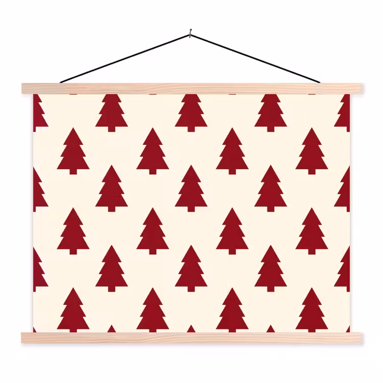 Stoffbild - Weihnachtsbaum – Creme – Rot — 1