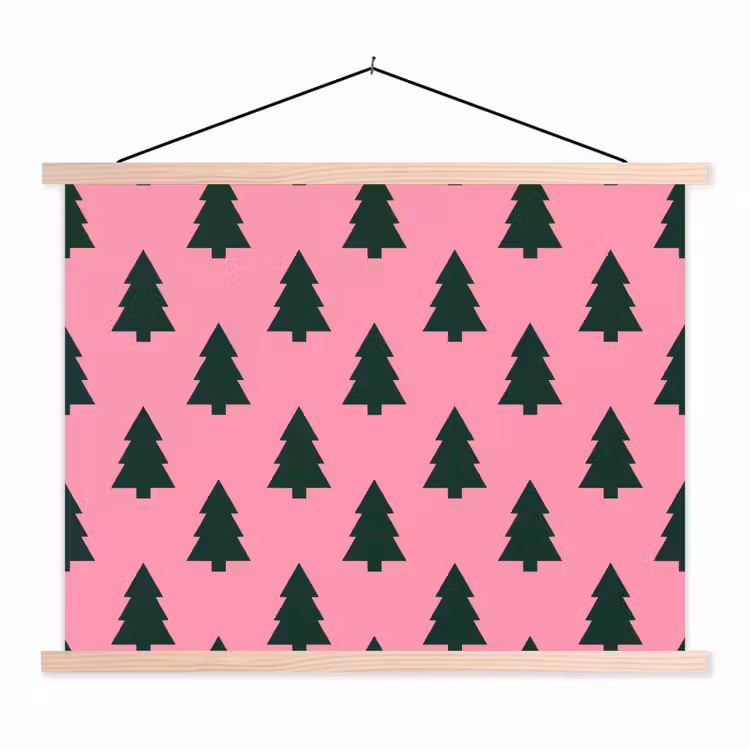 Stoffbild - Weihnachtsbaum – Rosa – Grün — 1