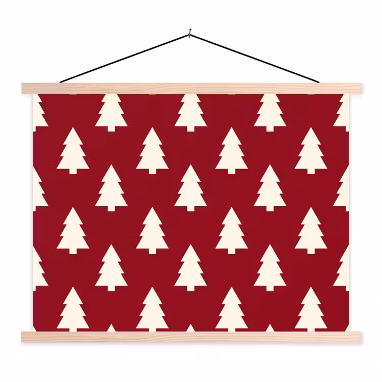 Stoffbild - Weihnachtsbaum – Rot – Weiß — 1