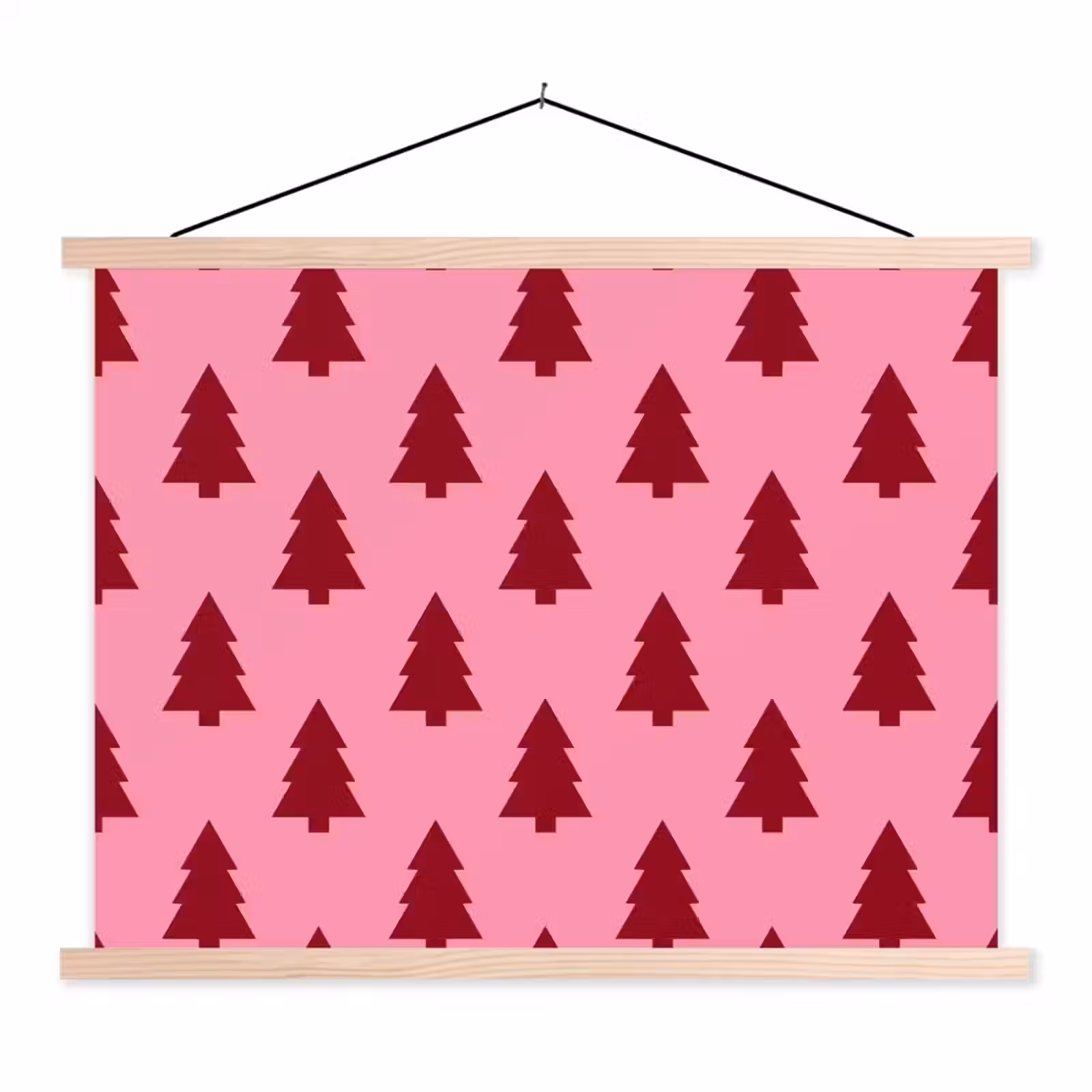 Stoffbild - Weihnachtsbaum – Rot – Rosa — 1