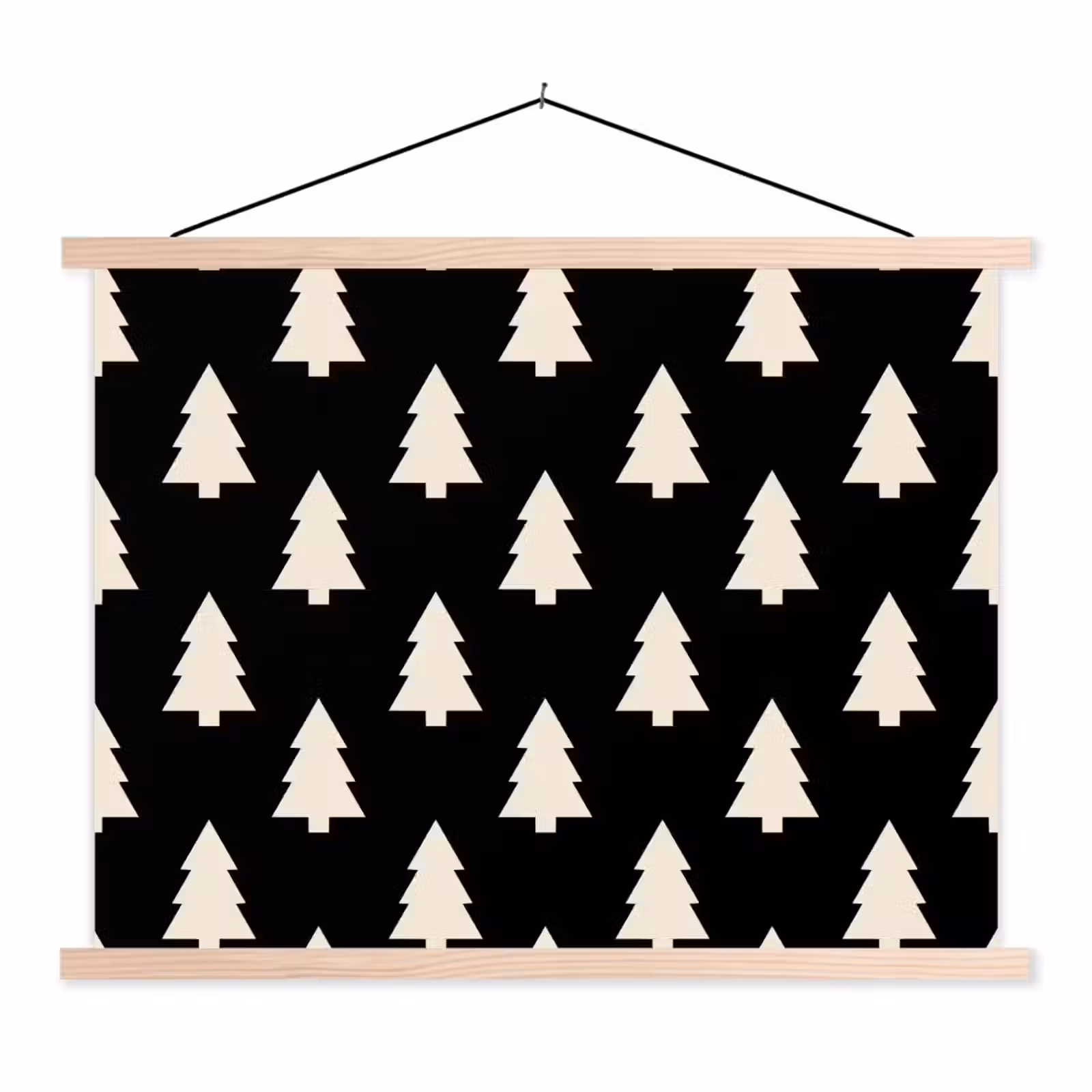 Stoffbild - Weihnachtsbaum – Schwarz – Weiß — 1