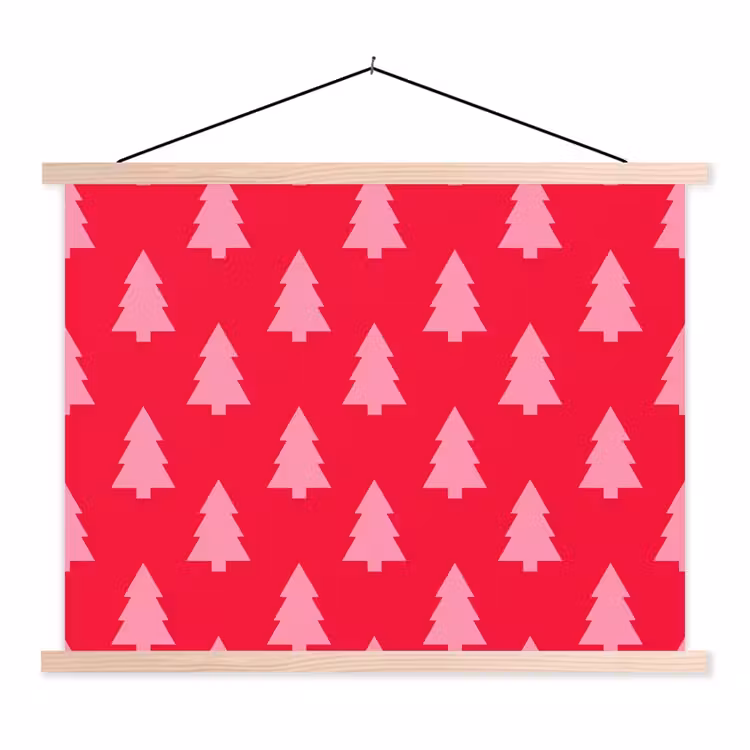 Stoffbild - Weihnachtsbaum – Rosa – Rot — 1