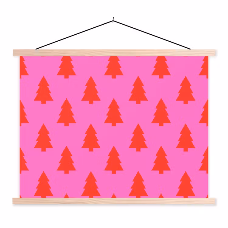 Stoffbild - Weihnachtsbaum – Rot – Neon — 1