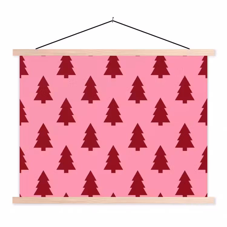 Stoffbild - Weihnachtsbaum – Rot – Rosa — 1