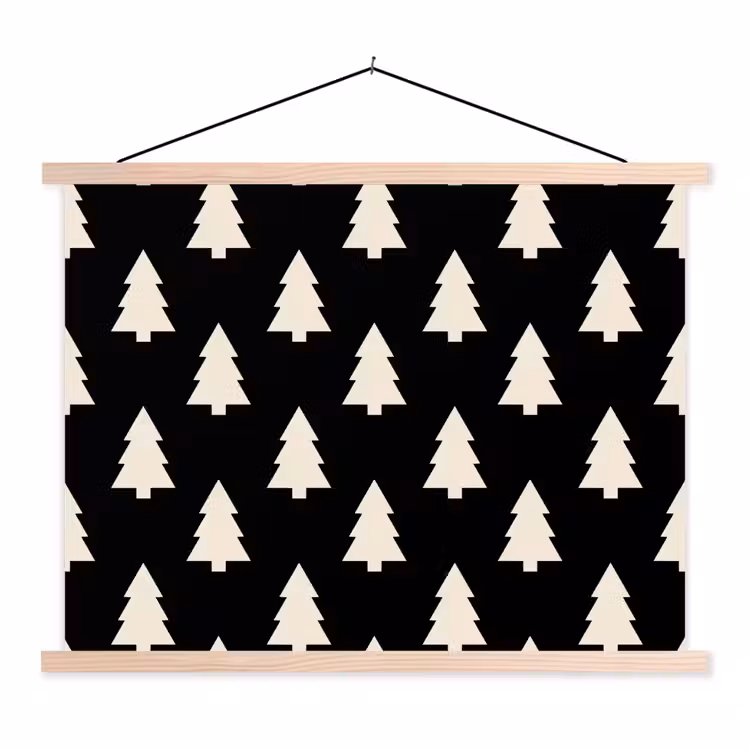 Stoffbild - Weihnachtsbaum – Schwarz – Weiß — 1