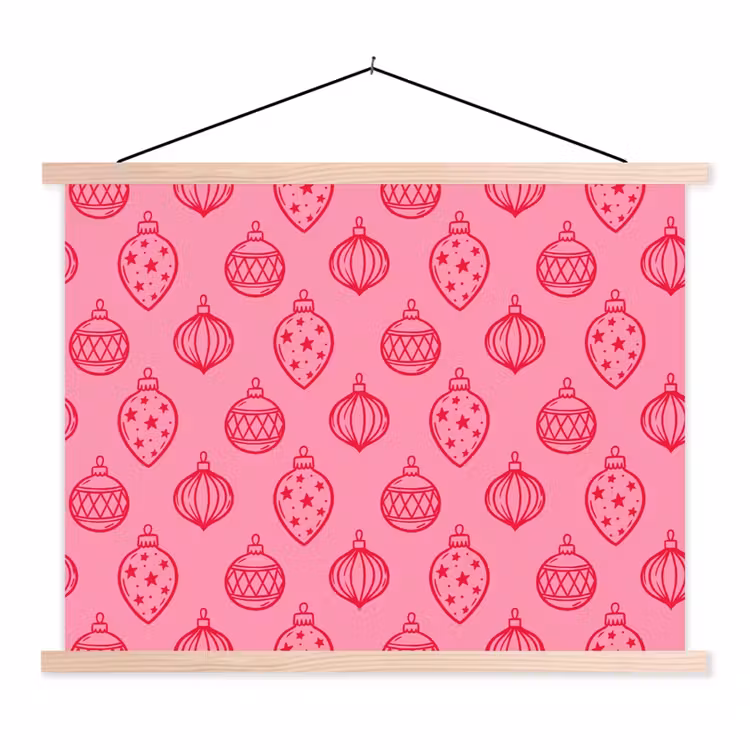 Stoffbild - Weihnachtskugel – Rosa – Rot — 1