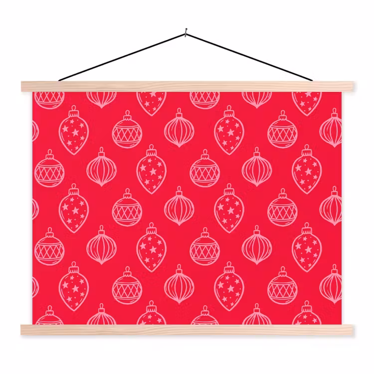 Stoffbild - Weihnachtskugel – Rot – Rosa — 1