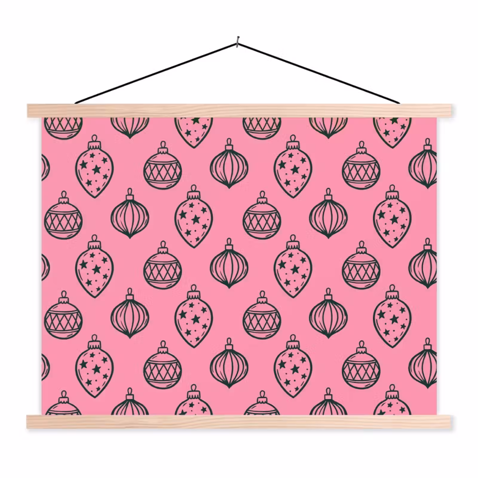 Stoffbild - Weihnachtskugel – Grün – Rosa — 1