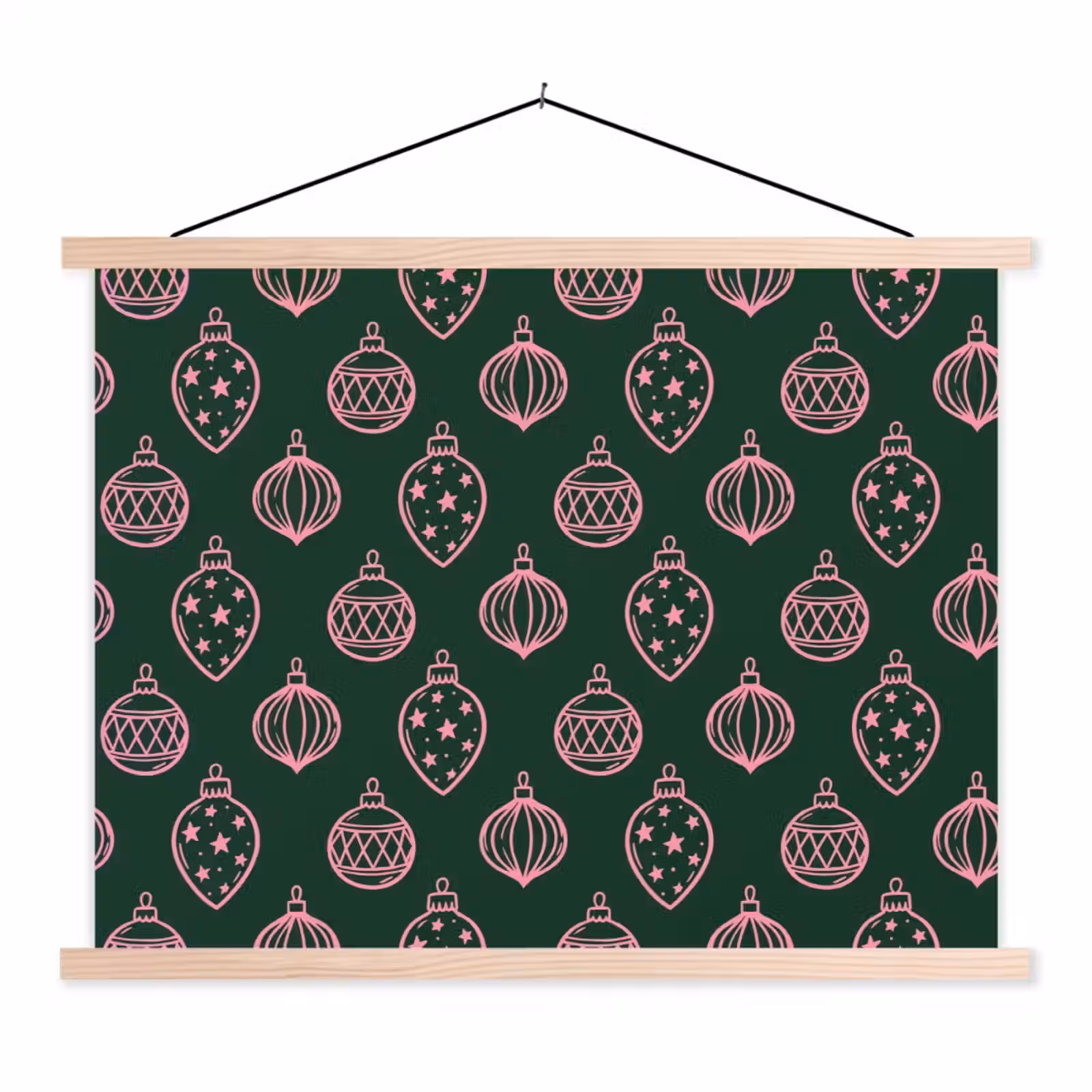 Stoffbild - Weihnachtskugel – Rosa – Grün — 1
