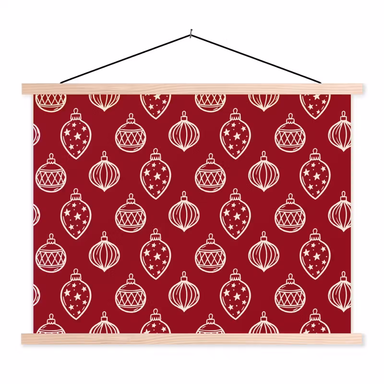 Stoffbild - Weihnachtskugel – Rot – Cremefarben — 1
