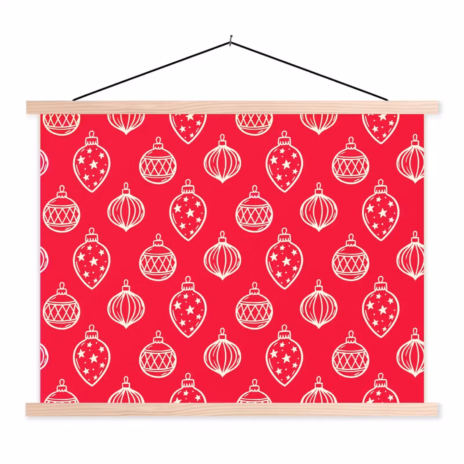 Stoffbild - Weihnachtskugel – Rot – Weiß — 1