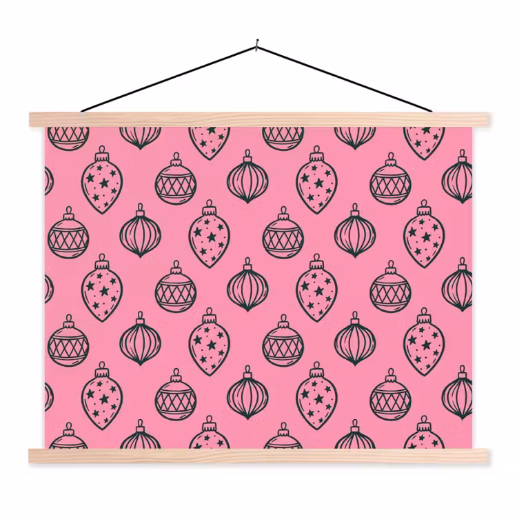 Stoffbild - Weihnachtskugel – Grün – Rosa — 1