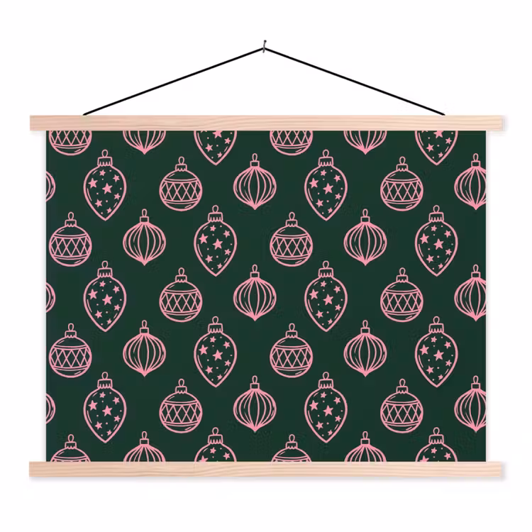 Stoffbild - Weihnachtskugel – Rosa – Grün — 1