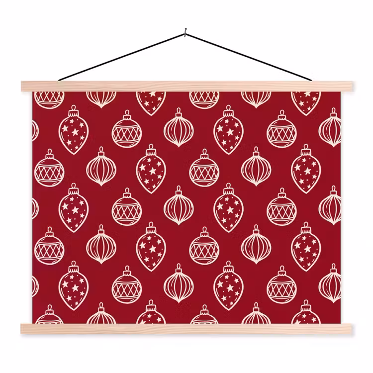 Stoffbild - Weihnachtskugel – Rot – Cremefarben — 1