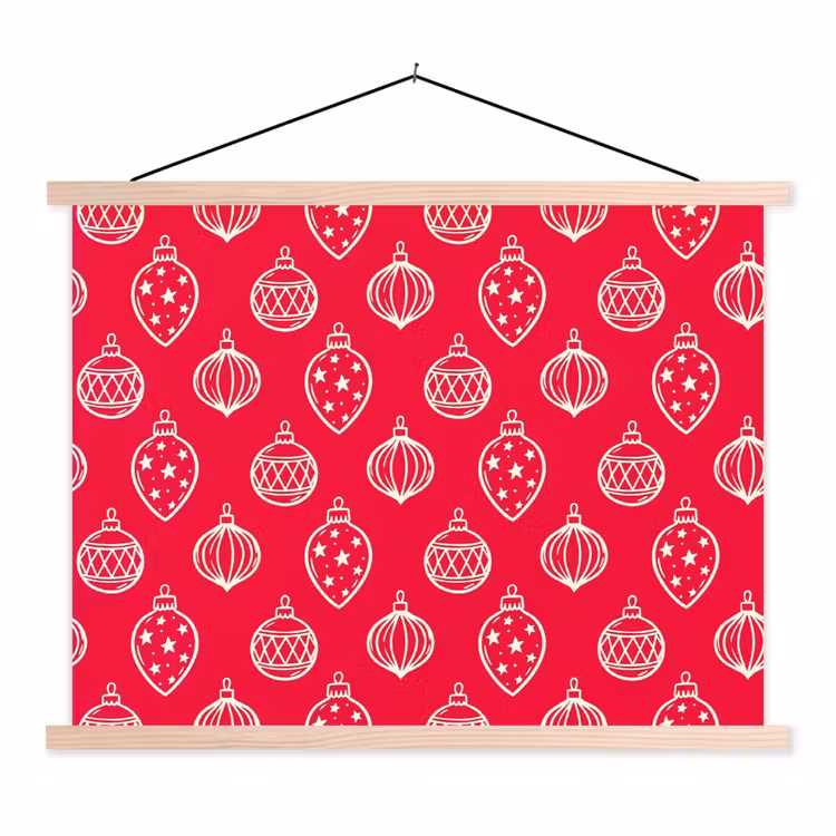 Stoffbild - Weihnachtskugel – Rot – Weiß — 1