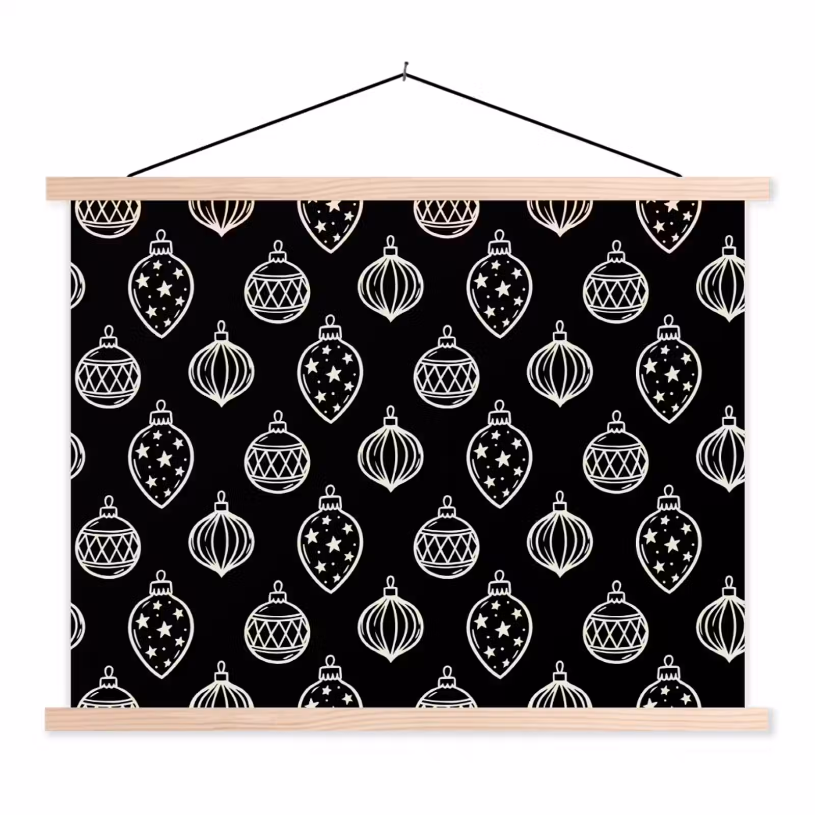 Stoffbild - Weihnachtskugel – Weiß – Schwarz — 1