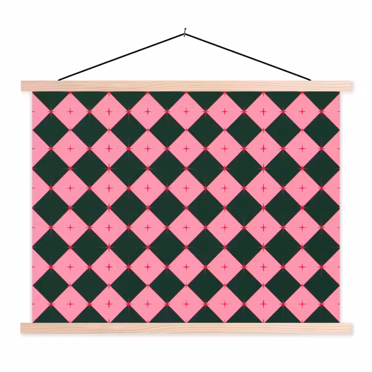 Stoffbild - Stern – Rosa – Grün – Weihnachten — 1