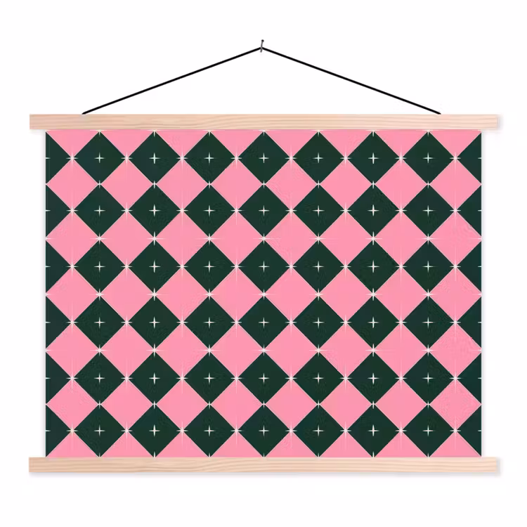 Stoffbild - Weihnachten – Rosa – Grün – Stern — 1