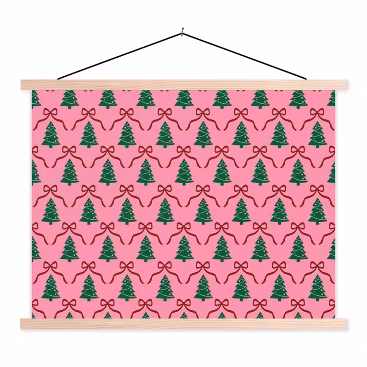 Stoffbild - Weihnachten – Rosa – Rot – Schleife — 1