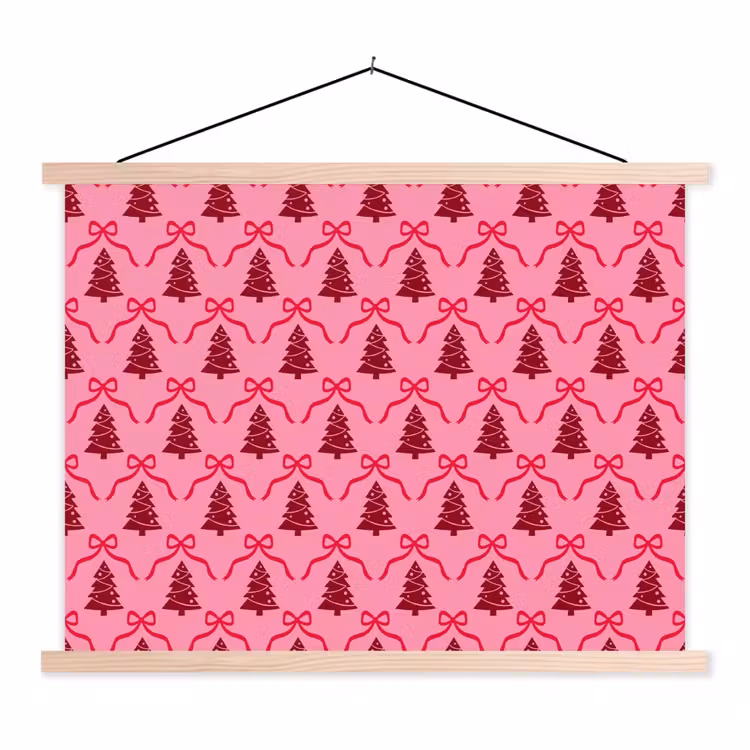 Stoffbild - Weihnachten – Rot – Rosa – Schleife — 1