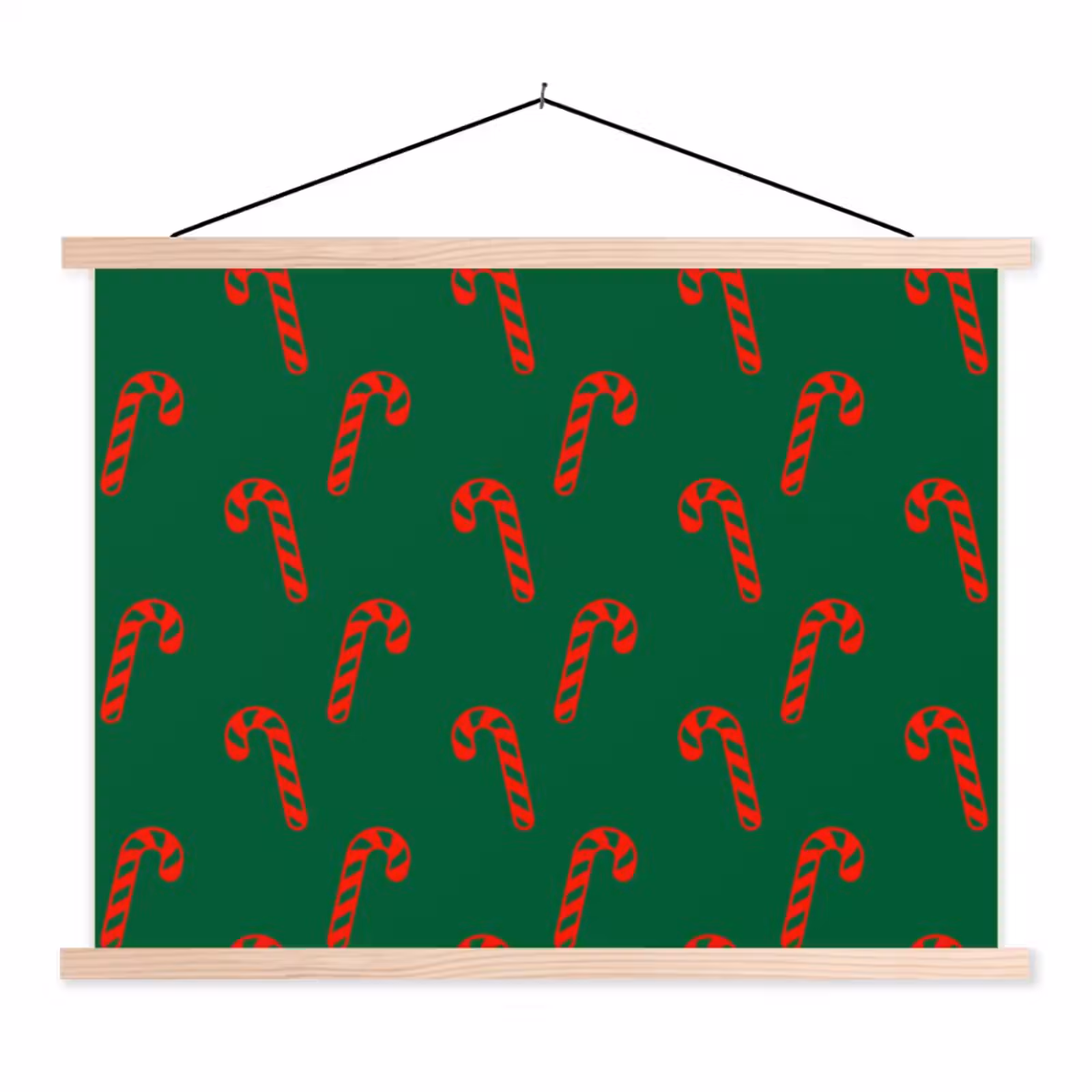 Stoffbild - Weihnachten – Grün – Rot – Zuckerstange — 1