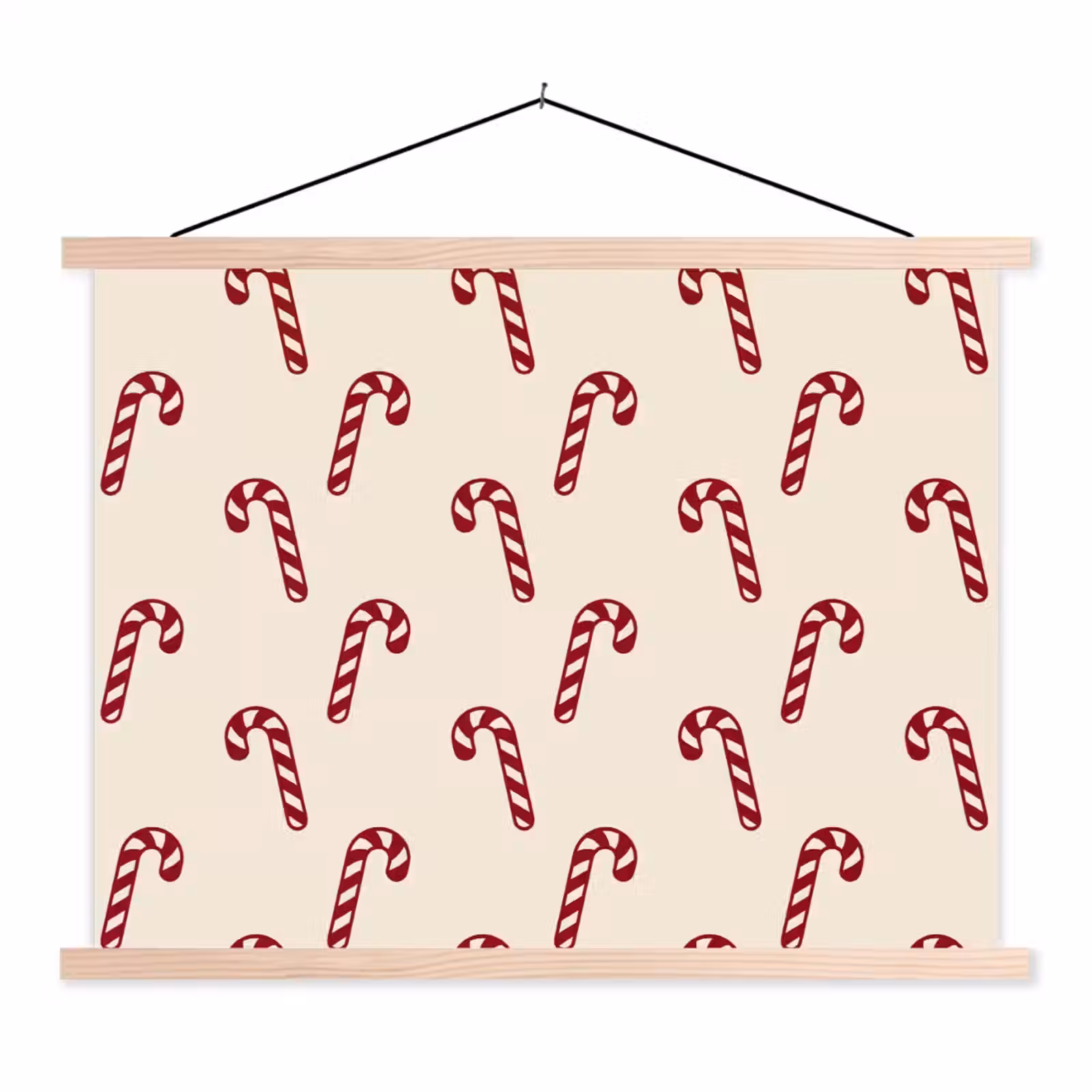 Stoffbild - Weihnachten – Rot – Creme – Zuckerstange — 1