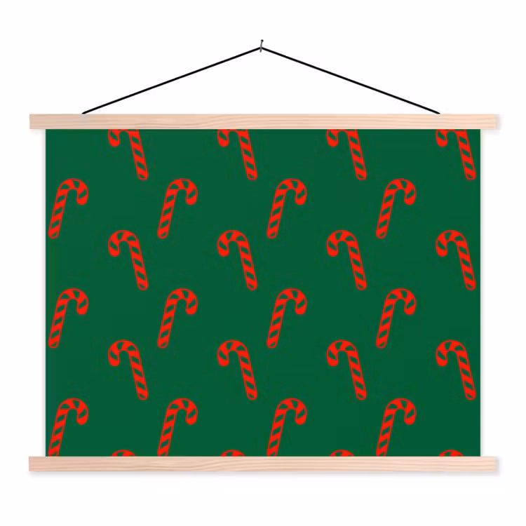Stoffbild - Weihnachten – Grün – Rot – Zuckerstange — 1