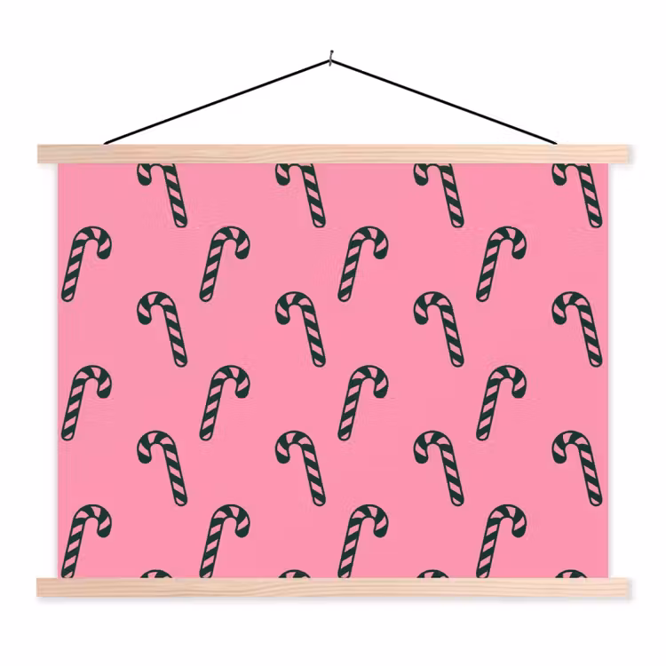 Stoffbild - Weihnachten – Rosa – Grün – Zuckerstange — 1