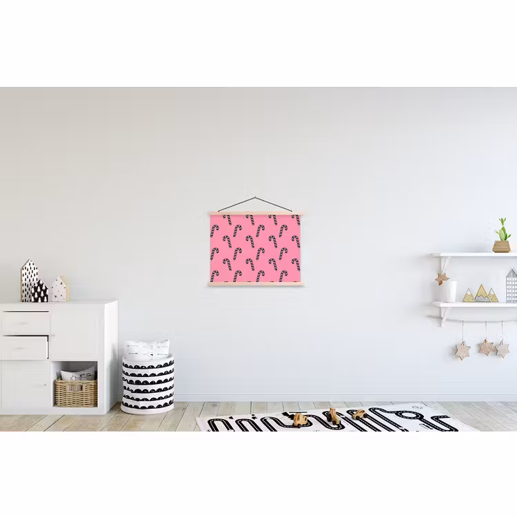 Stoffbild - Weihnachten – Rosa – Grün – Zuckerstange — 2