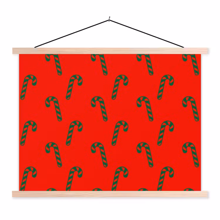 Stoffbild - Weihnachten – Rot – Grün – Zuckerstange — 1