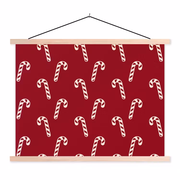 Stoffbild - Weihnachten – Rot – Weiß – Zuckerstange — 1