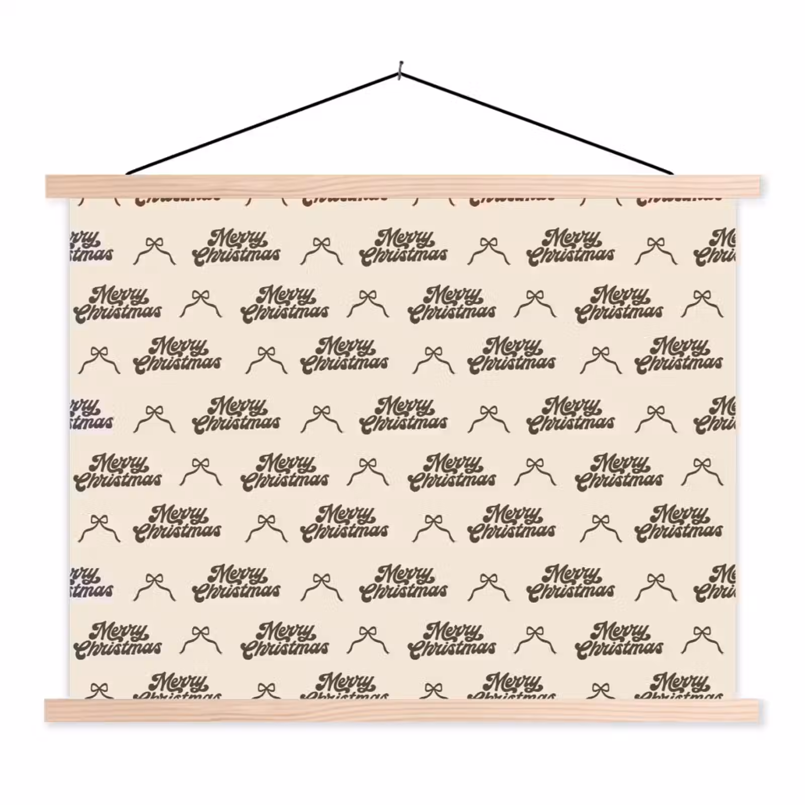 Stoffbild - Text – Braun – Creme – Schleife — 1