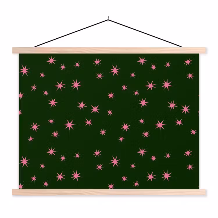 Stoffbild - Stern – Rosa – Grün – Weihnachten — 1
