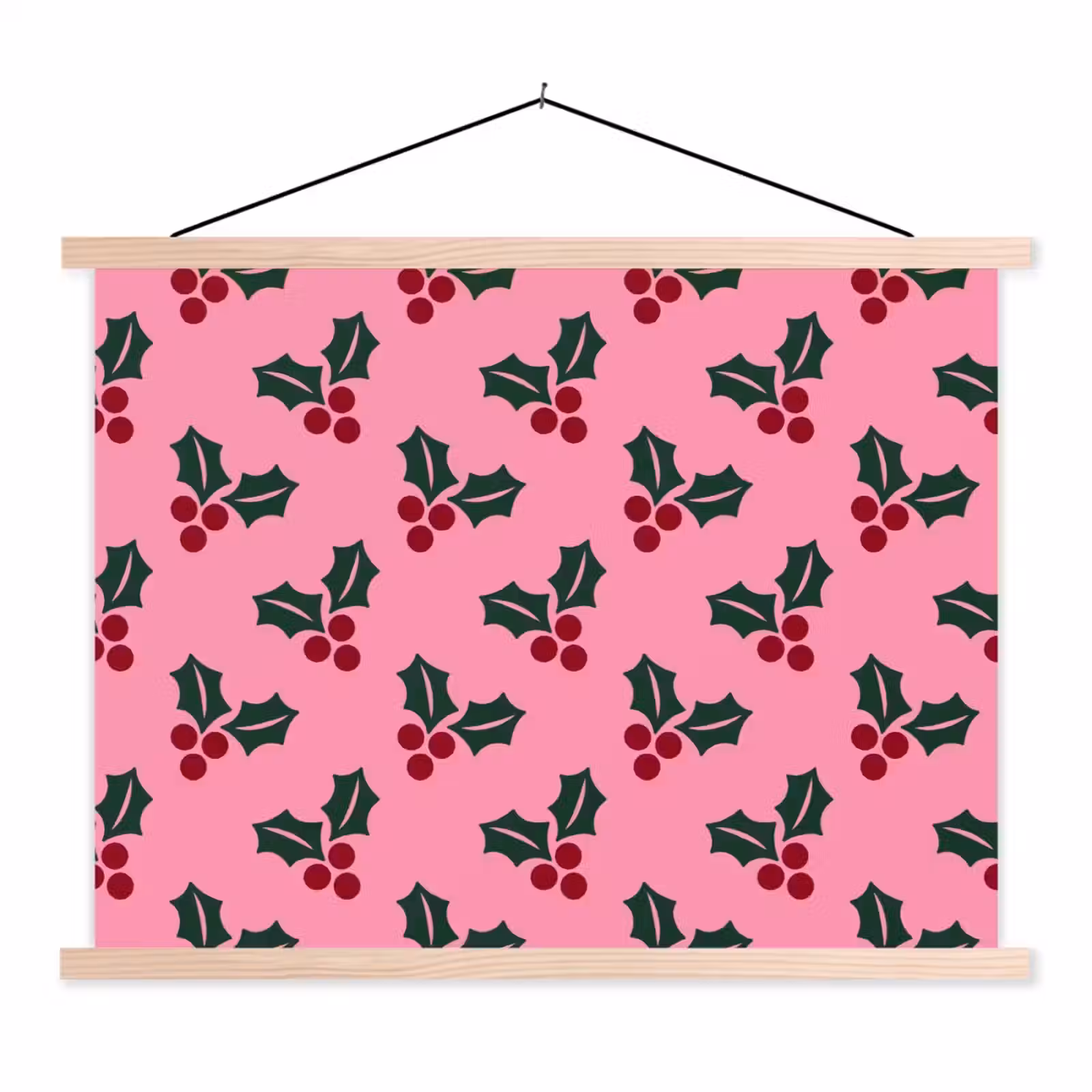 Stoffbild - Rosa – Weihnachten – Stechpalme — 1