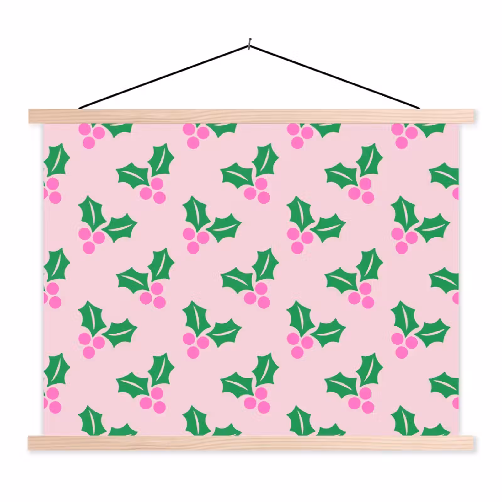 Stoffbild - Weihnachten – Stechpalme – Rosa — 1