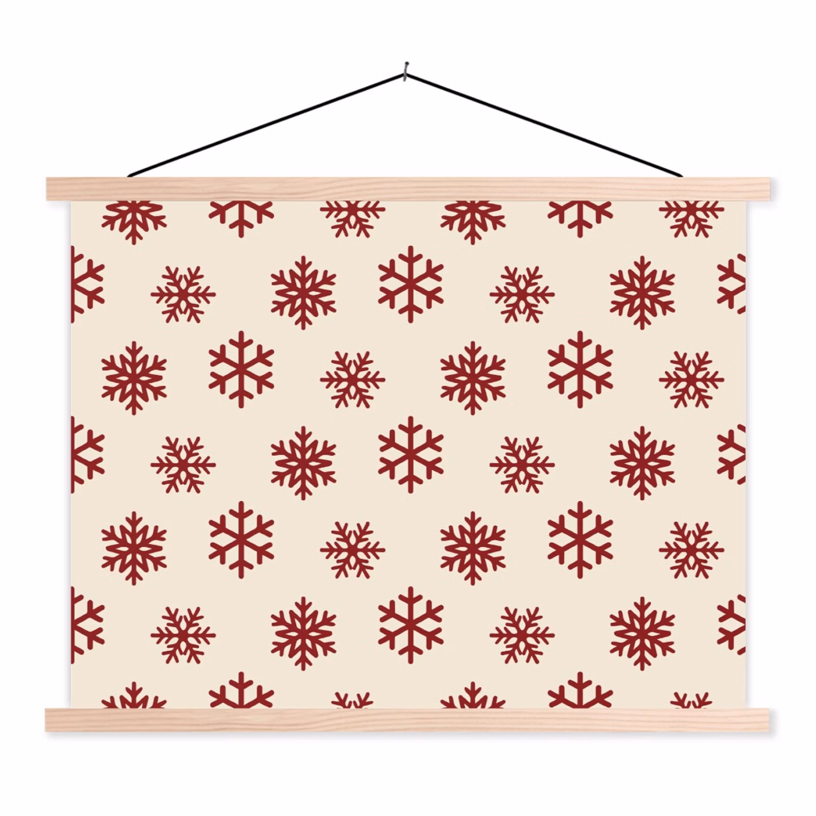 Stoffbild - Schneeflocke – Creme – Rot — 1