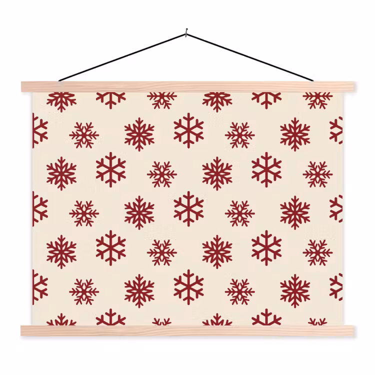 Stoffbild - Schneeflocke – Creme – Rot — 1