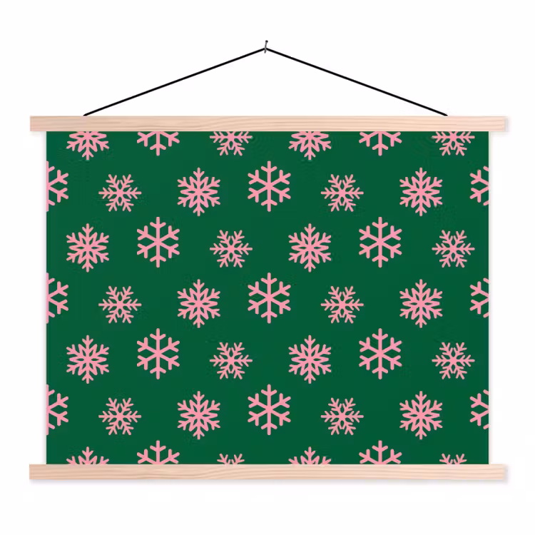 Stoffbild - Schneeflocke – Grün – Rosa – Weihnachten — 1
