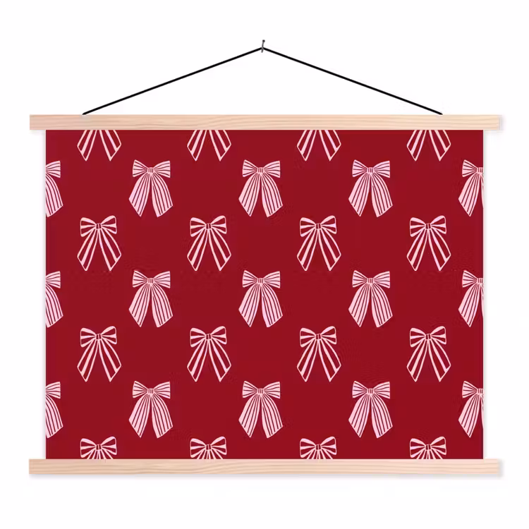 Stoffbild - Schleifen – Weihnachten – Burgunderrot – Rosa — 1