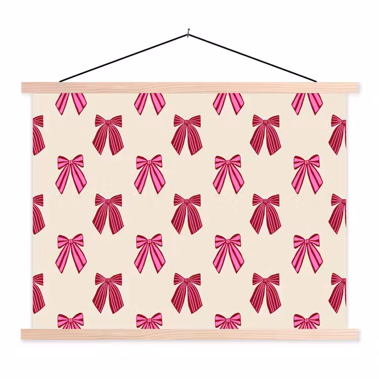 Stoffbild - Schleifen – Weihnachten – Rosa – Cremefarben — 1