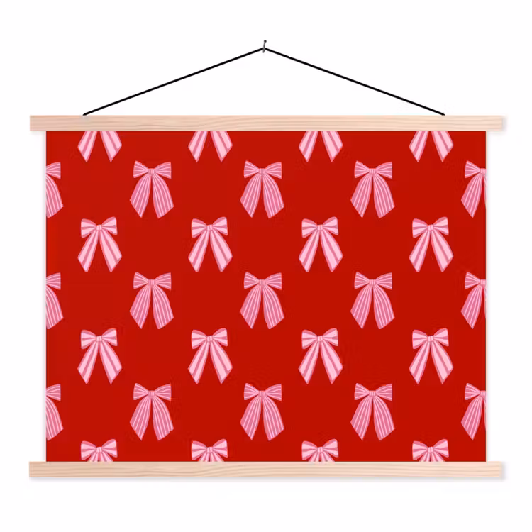 Stoffbild - Schleifen – Weihnachten – Rot – Rosa — 1