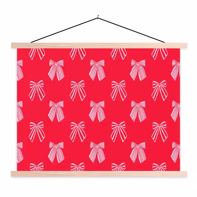 Stoffbild - Schleifen – Weihnachten – Rot – Rosa — 1