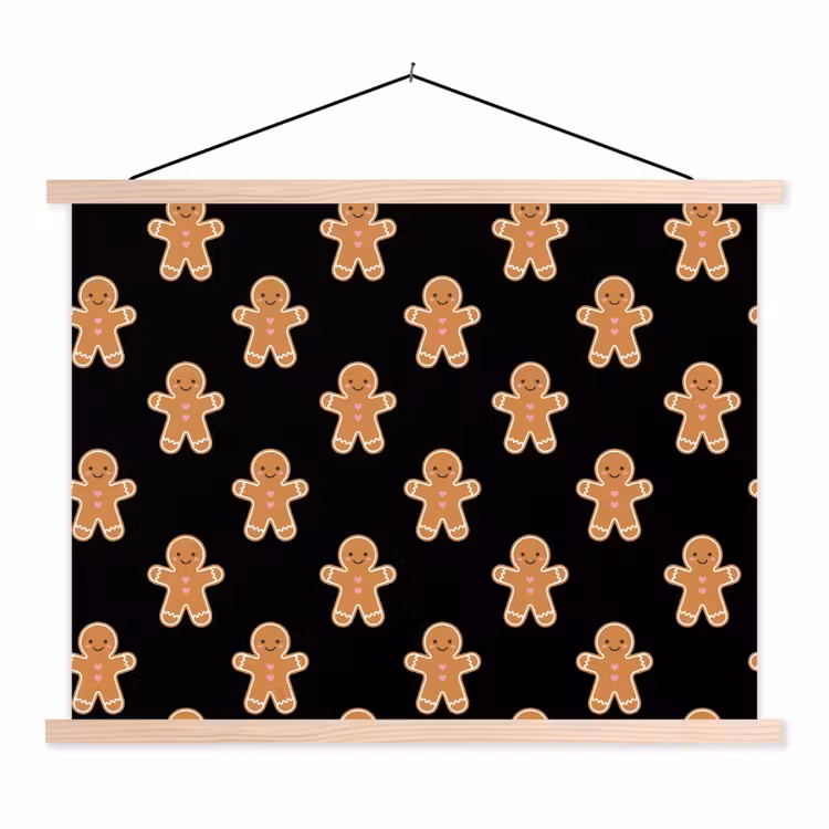 Stoffbild - Lebkuchen – Weihnachten – Schwarz — 1