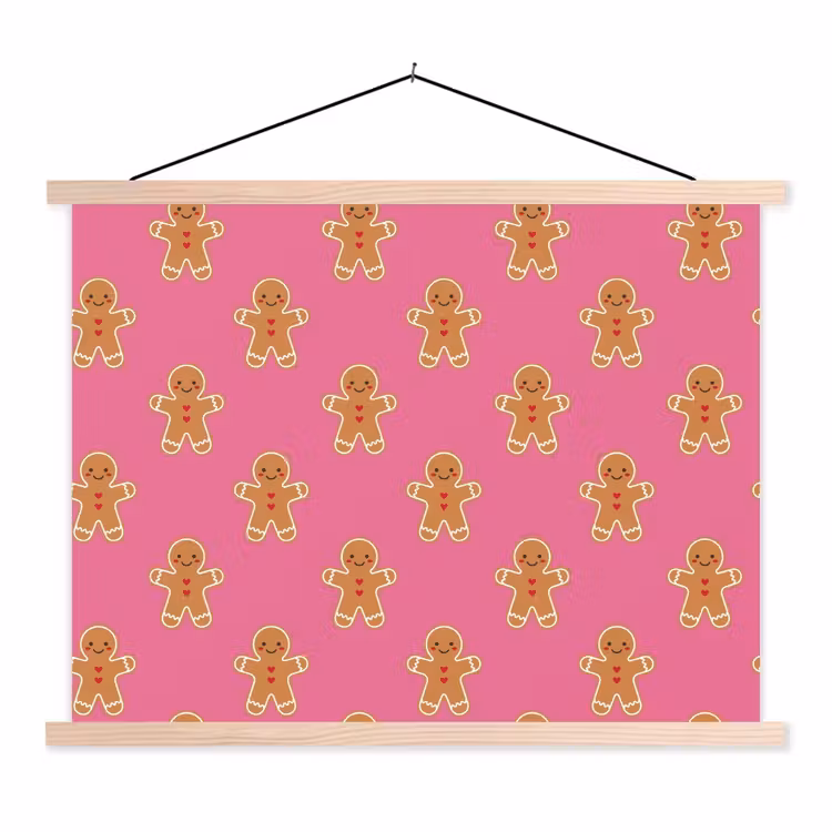 Stoffbild - Lebkuchen – Weihnachten – Rosa – Braun — 1