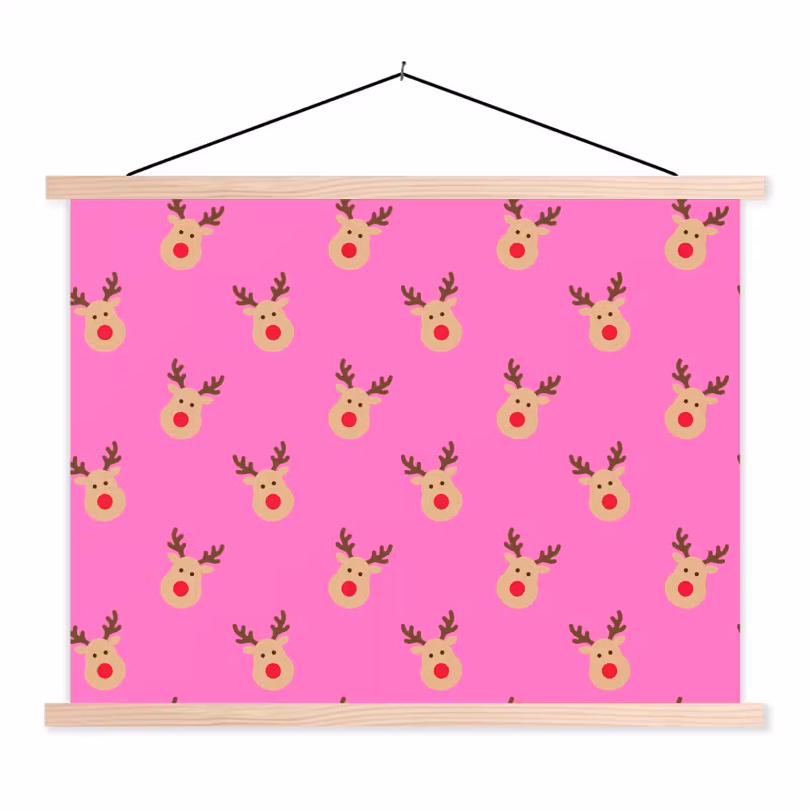 Stoffbild - Rentiere – Weihnachten – Neon – Rosa — 1