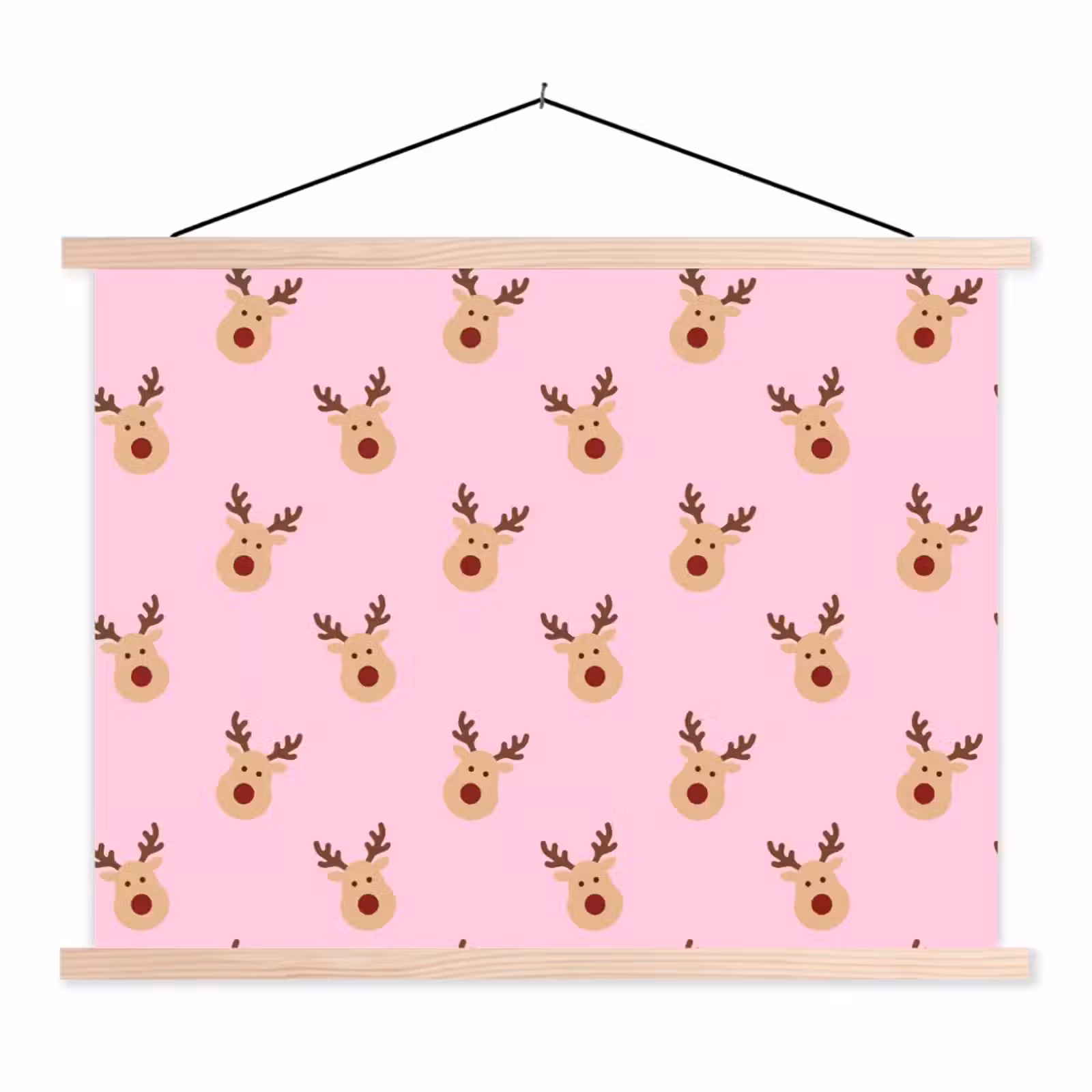 Stoffbild - Rentiere – Weihnachten – Rosa — 1