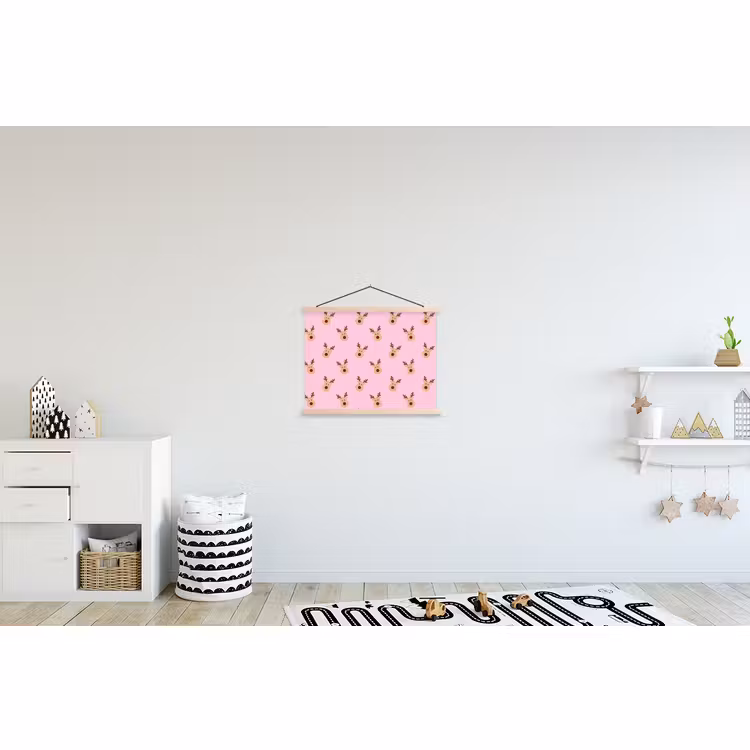 Stoffbild - Rentiere – Weihnachten – Rosa — 2