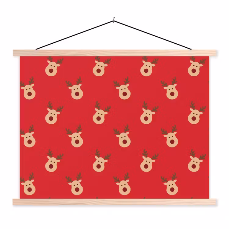 Stoffbild - Rentiere – Weihnachten – Rot — 1