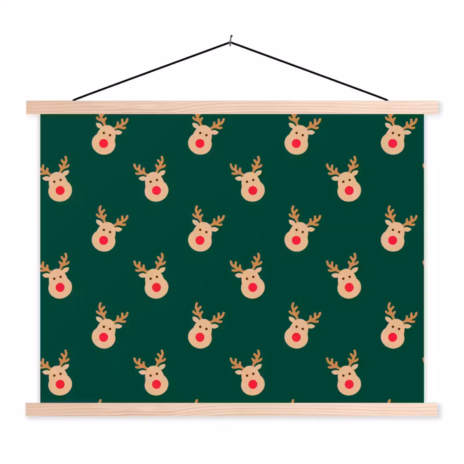 Stoffbild - Rentiere – Weihnachten – Grün — 1